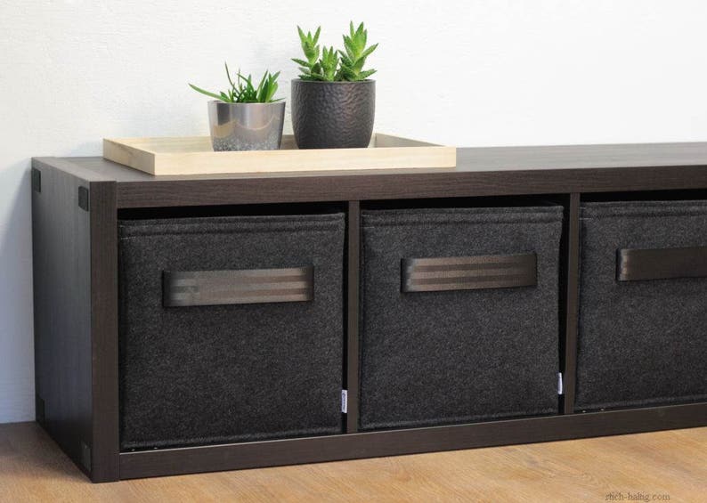 Dark Grey Felt Boxes With Seatbelt Handle Fit Into Ikea Image 0