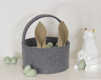 Großer Osterkorb XL aus Filz mit Ohren Ostergeschenk Osternest als Geschenkverpackung oder Dekoration Frohe Ostern