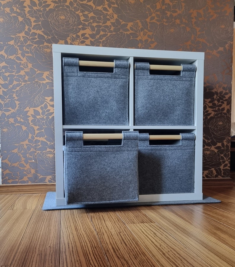 Felt Box With Wooden Handle Felt Basket as a Kallax Insert Etsy