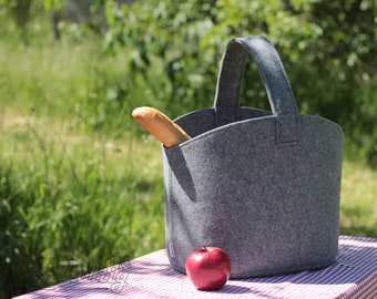 Felt bag felt basket shopping bag picnic basket beach bag shopper