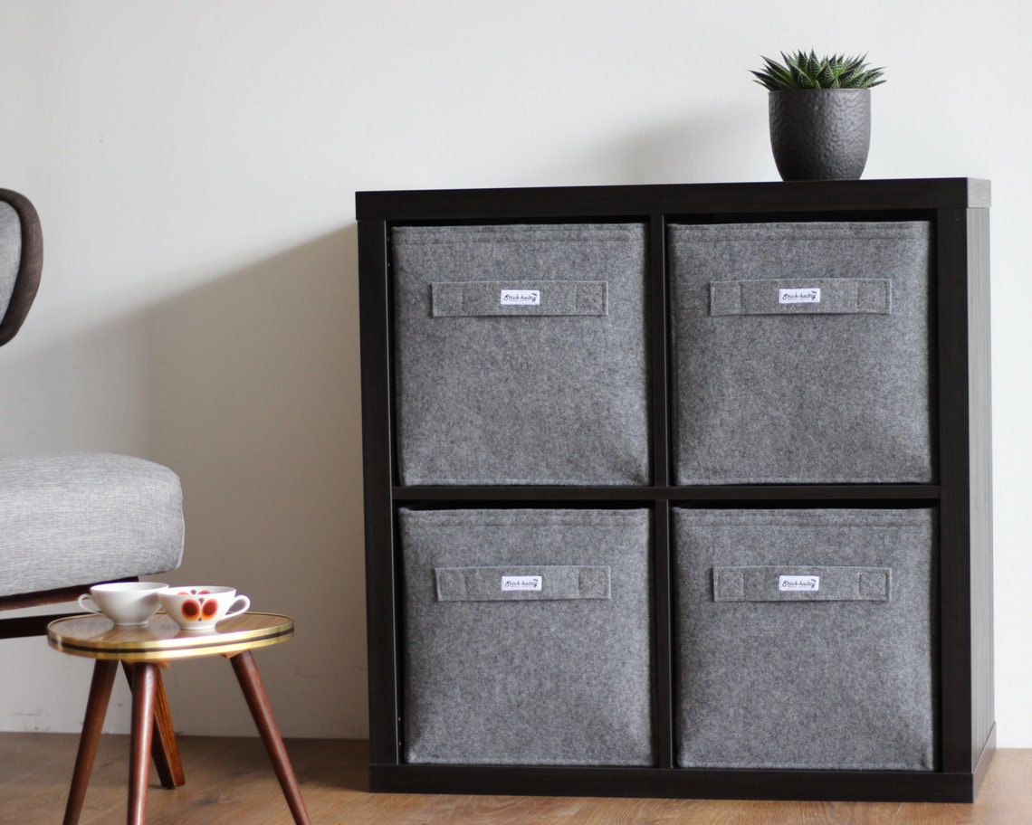 Light Grey Felt Boxes Fit Into Ikea Expedit and Kallax Etsy
