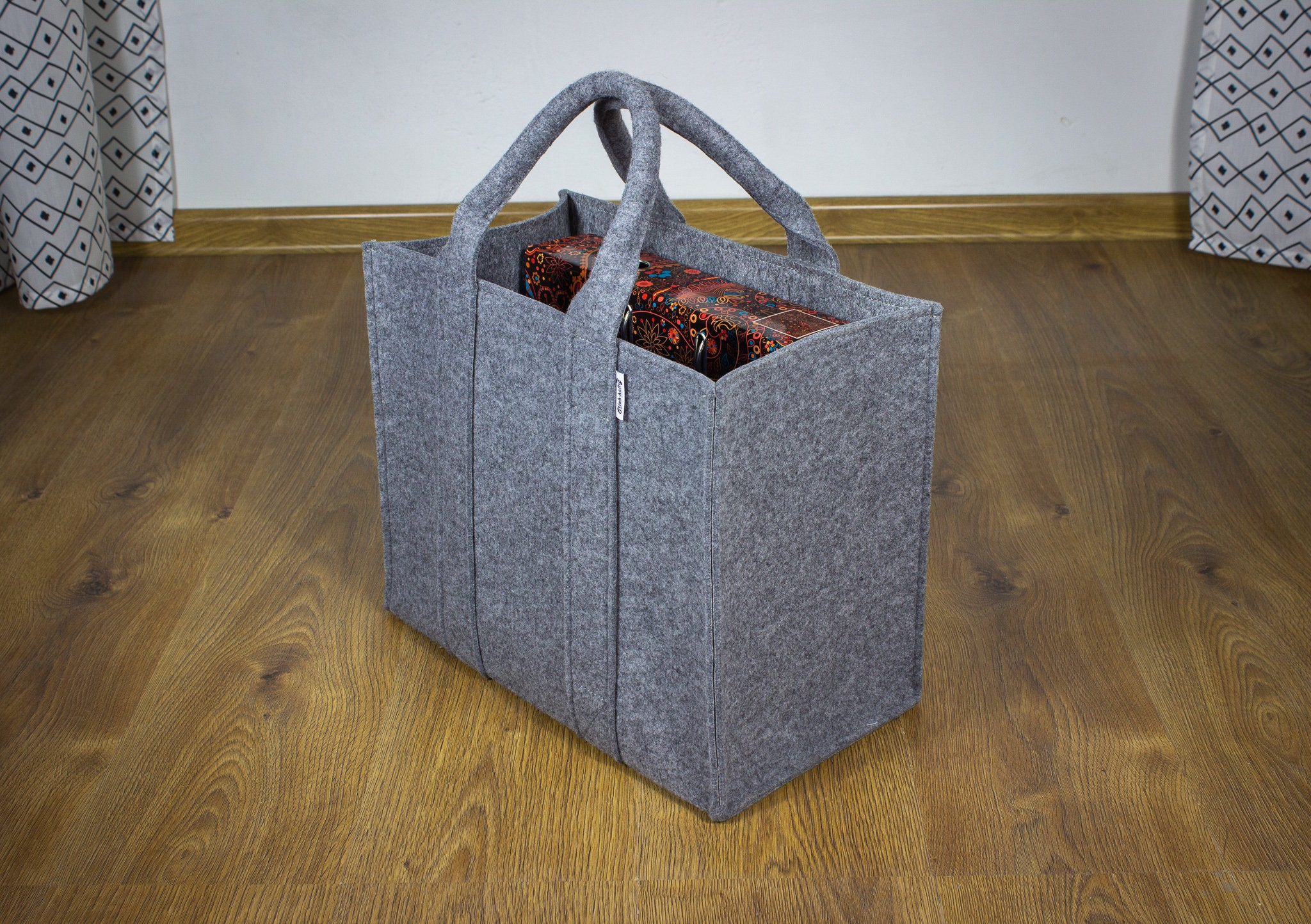 LaFiore24 Borsa Shopper In Feltro Grigio Scuro – 35x20x30 Cm, Capiente, Con Manici, Per La Spesa O Tutti I Giorni