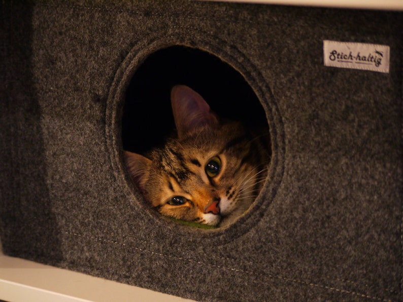 Felt cat cave fits into Ikea Expedit and Kallax, cat cube, felt cat bed, cat house, pet bed, small puppy bed, pet furniture image 8