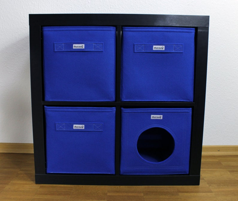Blue Felt Boxes Fit Into Ikea Expedit And Kallax Cat Cave Image 0