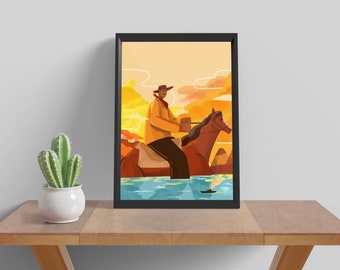 Impresión artística de vaquero del oeste: Póster digital moderno (descarga digital)