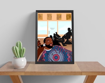 Barbershop wall art, black man print, African wall art, black man poster, salon poster, black barber