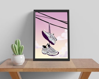 wall art, shoe print, fashion art, printable shoe art, shoe art