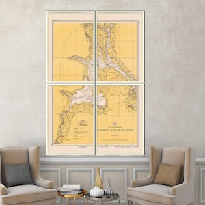 1940 Portsmouth, NH nautical map reprint, Portsmouth tri-city nautical chart reprint - 7 sizes up to 40x60&quot; in 1 or 4 part - 2 color choices
