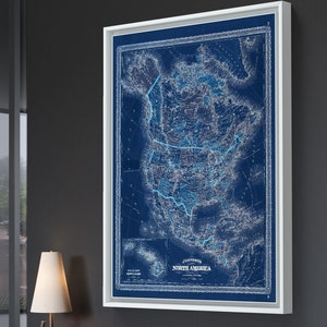 1870 Johnson&#39;s North America map reprint, North America map reprint - 3 color choices & 4 L/XL sizes up to 36x48&quot;