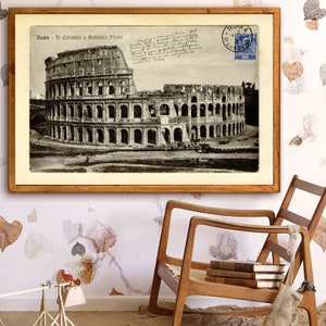 Roman Colosseum Postcard art reprint circa 1921 - postcard decor - Italian travel decor  - 3 large/XL sizes up to 36x24&quot; - comes UNFRAMED