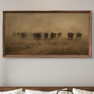 Vintage-style Cattle Herd Wall Art – digital art -Rustic Western Cow Print Farmhouse Decor, Sold UNFRAMED only - #296