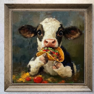 Cow Wall Art, Funny Cow Painting, Cow art decor, Whimsical Animal Art, Farmhouse Kitchen Art- Sold UNFRAMED only #153