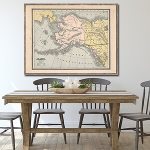 1887 Alaska map reprint  - 4 large sizes to 40x30&quot; and 3 color choices - sold UNFRAMED