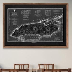 1920 Lake Ontario nautical map reprint, Great Lakes nautical chart - 6 sizes up to 60&quot;x40&quot; print 1 or 4 sections in 3 colors - sold unframed