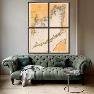 1930 Buzzard&#39;s Bay (Cap Cod) nautical map reprint - inc Martha&#39;s Vineyard - 6 sizes up to 48x60&quot; (in 1 or 4 pieces) and 3 color choices