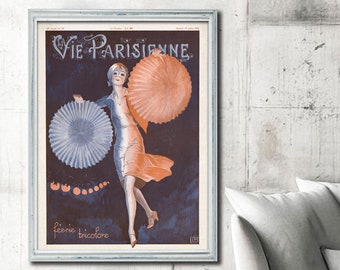 Extra-large La Vie Parisienne Reprint - Boho Chic French Fashion reprint- Jazz Age - 6 large/XL sizes up to 30"x40" - comes UNFRAMED - LVP11