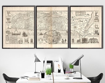 1632 Holy Land map reprint - Palestine/Israel map reprint - 7 sizes up to 72"x32" printed in 1 or 3 parts and 3 color choices