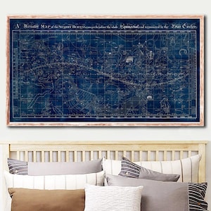 Reimpresión de la Carta Celestial de 1810, reimpresión del Mapa del Universo - regalo geek - 4 tamaños grandes/XL de hasta 50" x 28" y 3 opciones de color - se vende sin marco