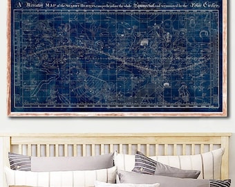 1810 Celestial Chart reprint, Map of the Universe reprint - geek gift - 4 large/XL sizes up to 50" x 28" & 3 color choices - sold unframed