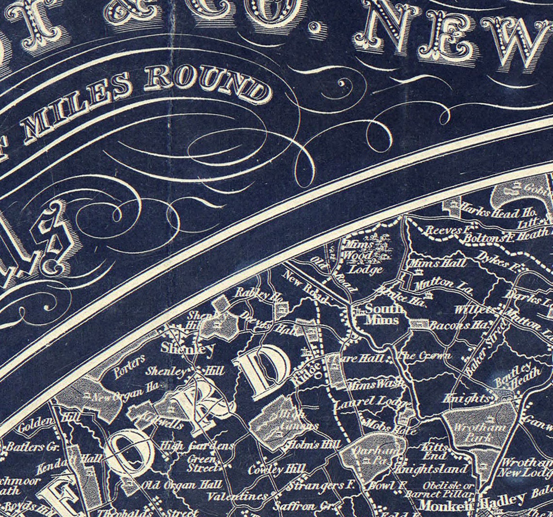 1839 Pigot's London Map Reprint, Vintage London Environs Map Reprint ...