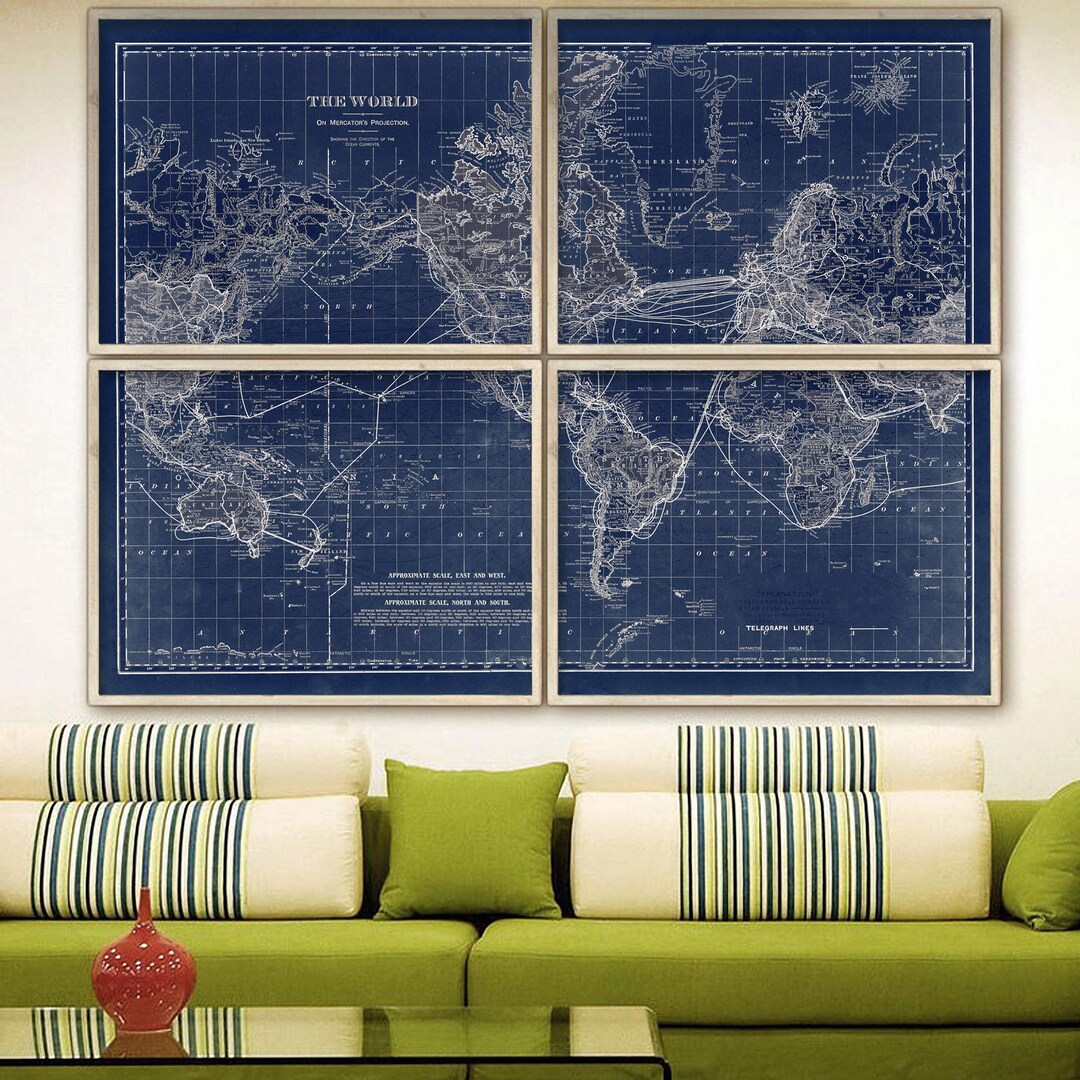 1912 World Map Reprint Kid&rsquo;s/nursery World Map Reprint 5 Sizes up to