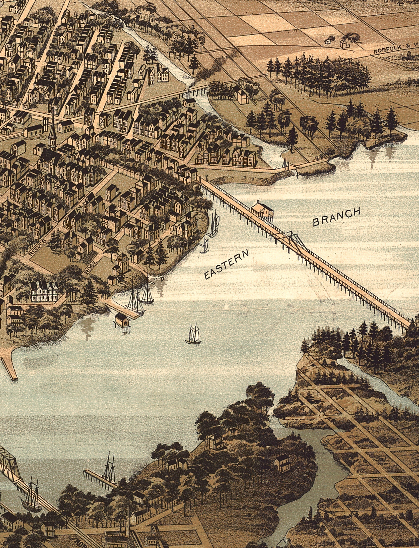 1892 Norfolk Virginia Map reimpres imp reimpreso Old Norfolk Etsy