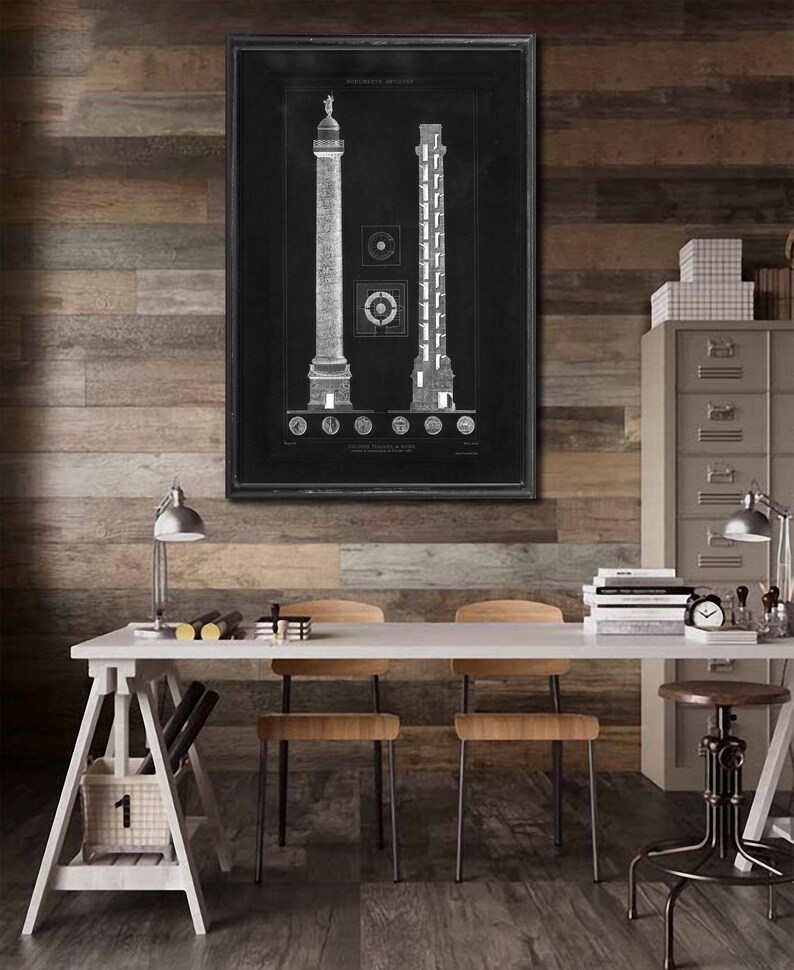 rustic Italian architecture reprint comes unframed 5 largeXL sizes up to 54 x 36-in 3 color versions 1890 Trajan/'s Column reprint