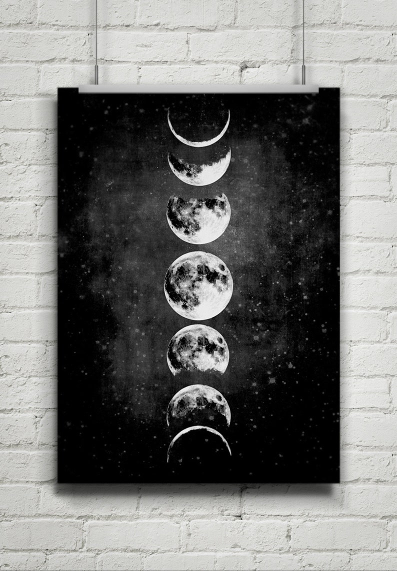 Moon Poster,Full Moon,Moon Art With Moon Phases,Astronomy Art.NO,427 image 1