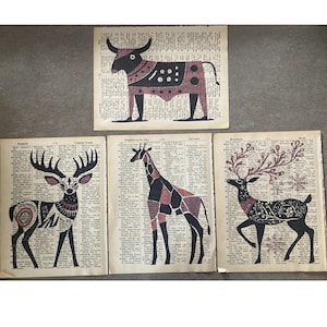 Animal Themed dictionary prints -Vintage Dictionary Art - Wildlife Art Print- printed on vintage dictionary pages #1354