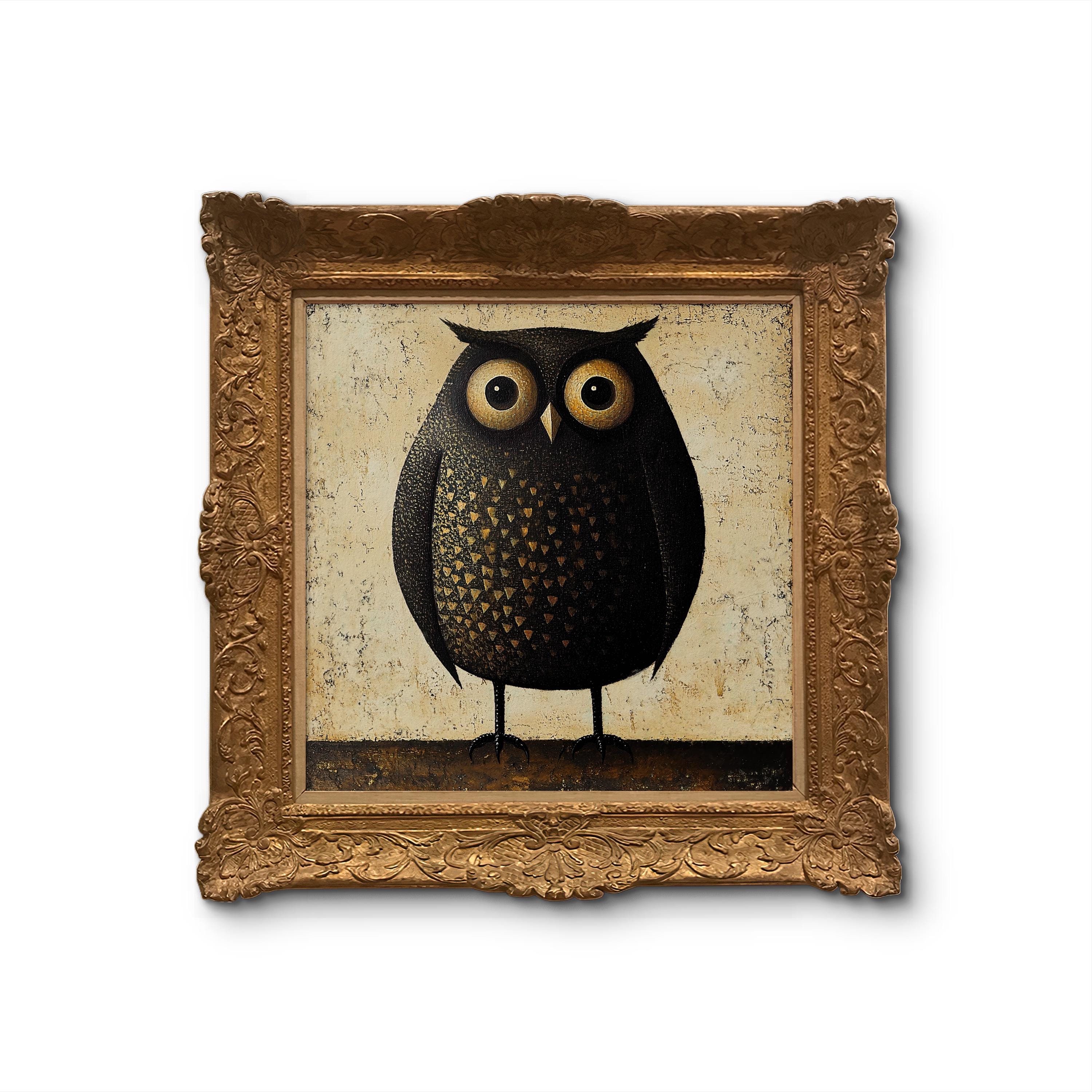 Owl Wall Art - Whimsical Owl Poster - Rustic Animal Print - Cute Bird Illustration for Home Decor, S