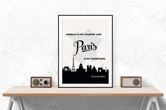 Paris Est Ma Ville Natale Citation Gertrude Stein Citation Etsy France