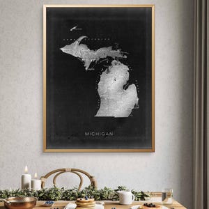 Michigan relief map reprint, Vintage  Michigan map reprint - 6 large/XL sizes up to 40&quot;x30&quot; and three color schemes