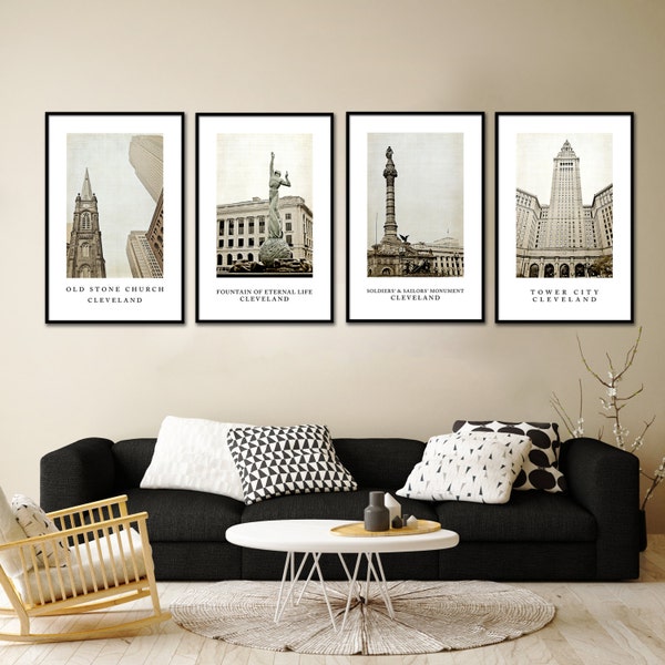 Cleveland cityscape views set of 4,Fine art photography, Home and Office Decor