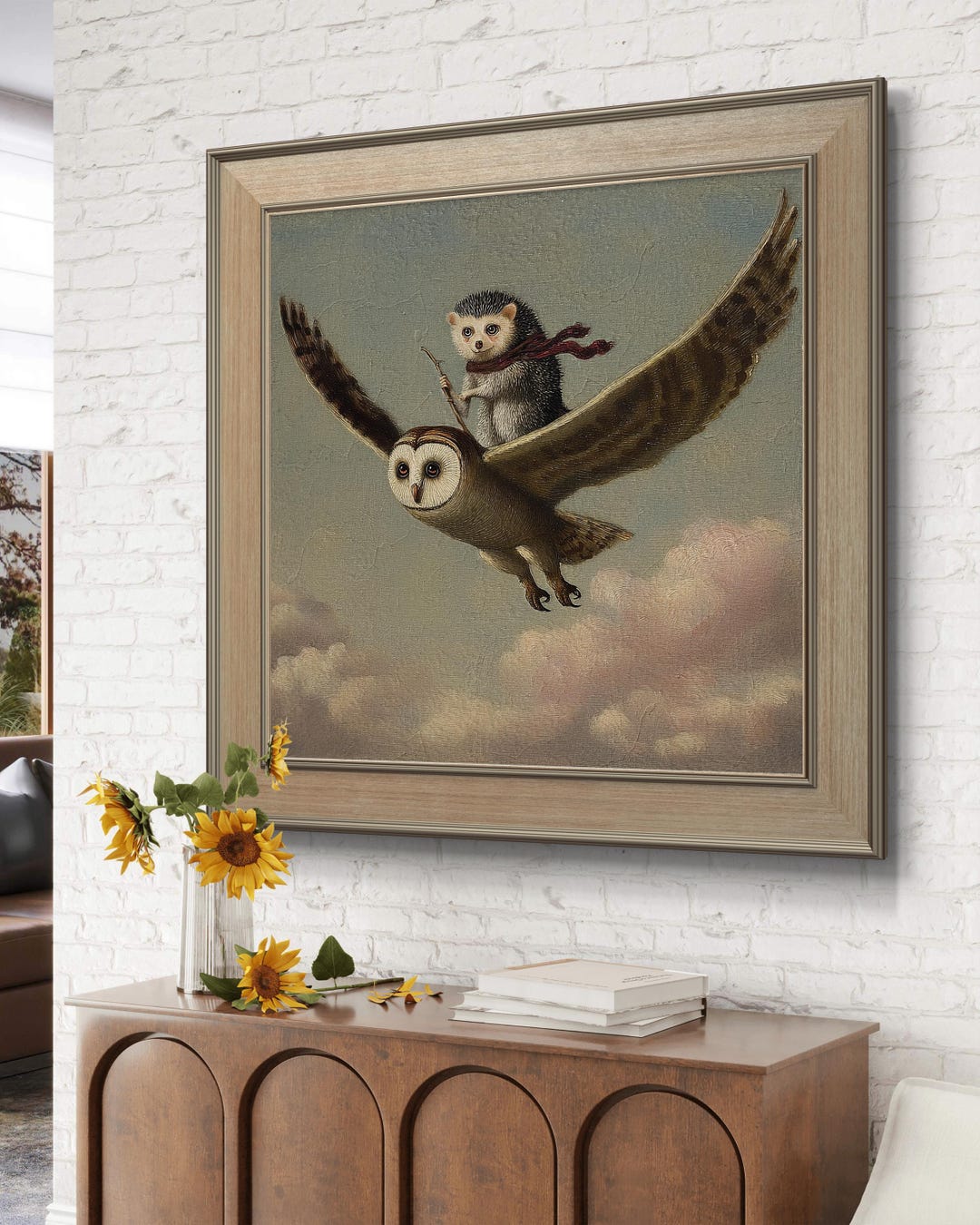 Owl Riding Tortoise Whimsical Hedgehog Riding Owl Art Print, Storybook Animal, Woodland ...