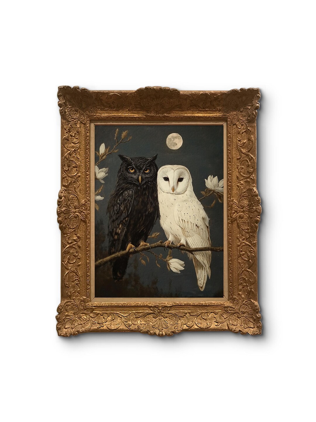 Romantic Owl Couple Wall Art Print, Black and White Owl Couple Art ...