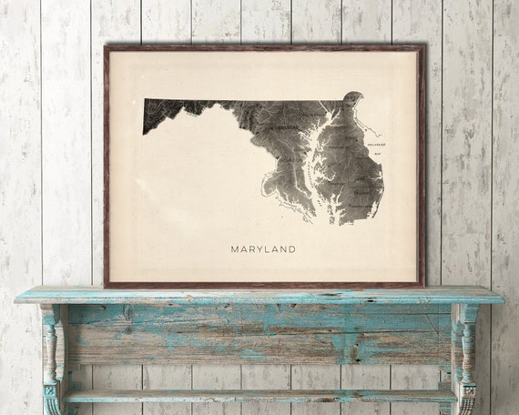Maryland Relief Map Reprint Vintage Maryland Map Reprint 6 Etsy