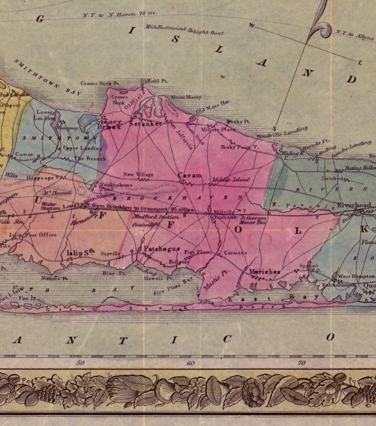 1857 Long Island Map Reprint Long Island NYC Map Reprint 5 Etsy