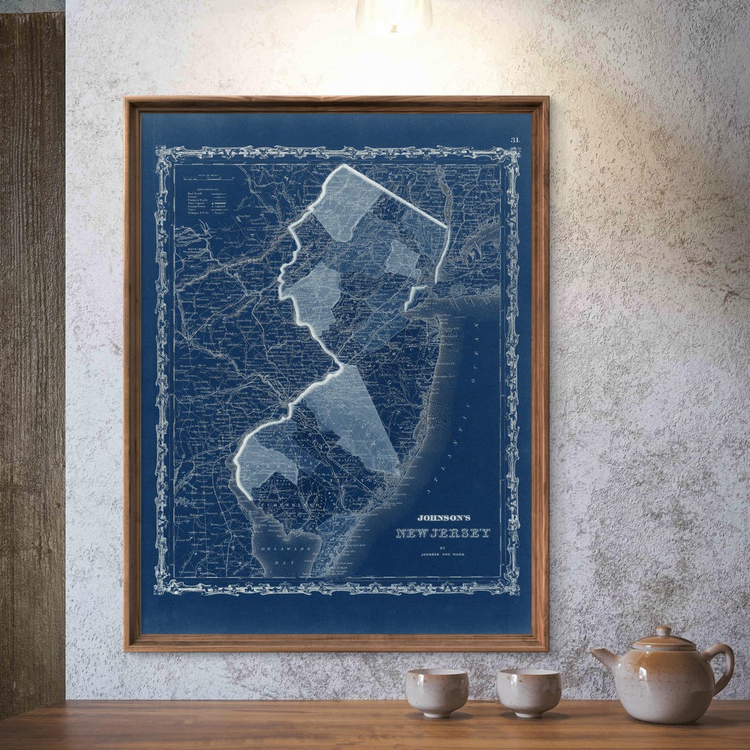 1862 New Jersey Map Reprint, Vintage Johnson's Atlas New Jersey - Main Image