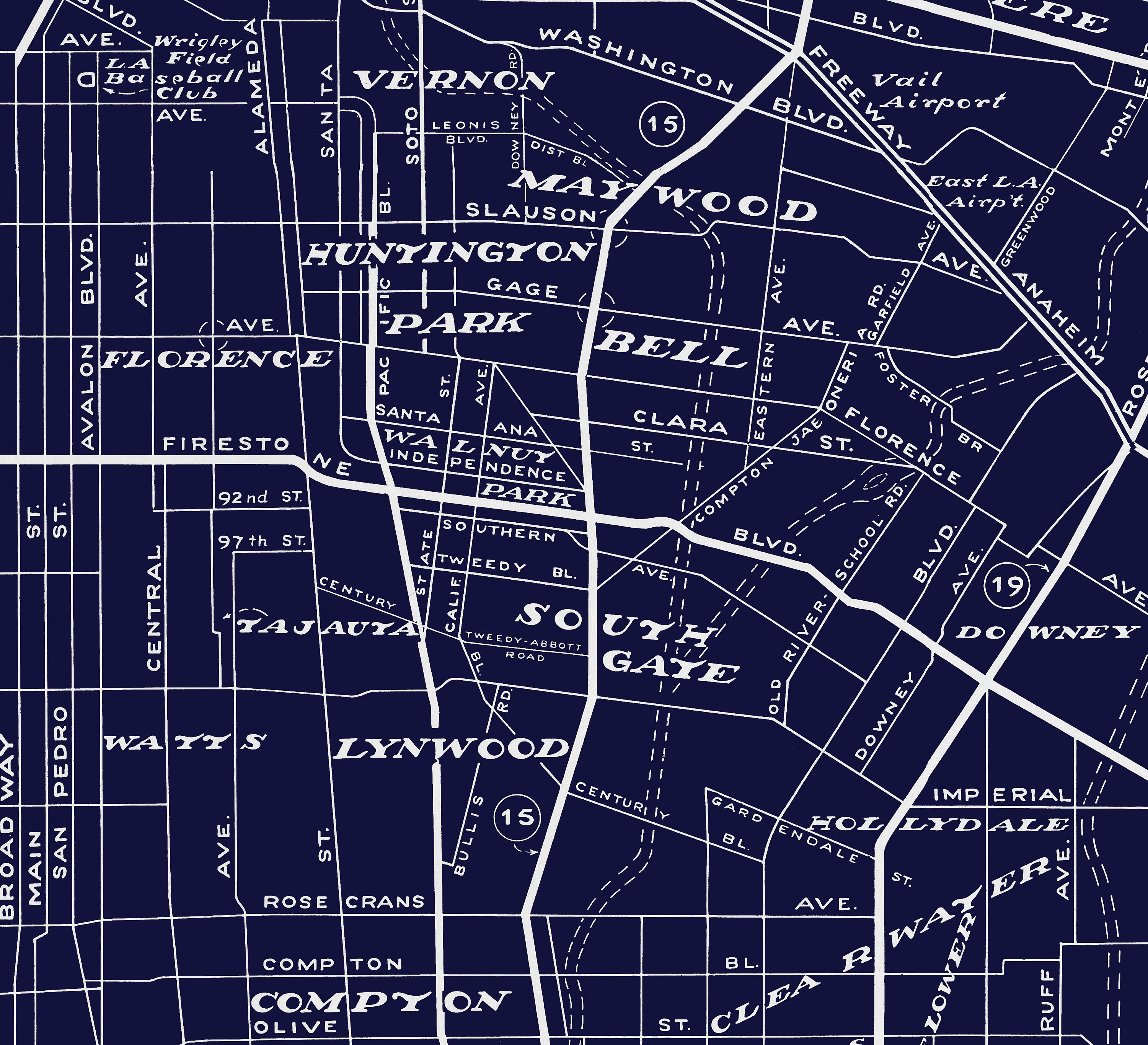 1940s Los Angeles Map Reprint - Mid-century LA Map Reprint