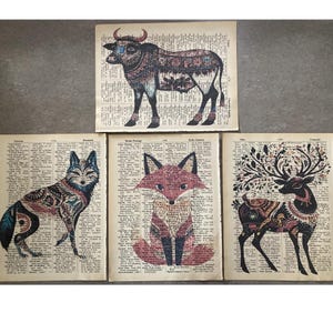 Animal Themed dictionary prints -Vintage Dictionary Art - Wildlife Art Print- printed on vintage dictionary pages #1354
