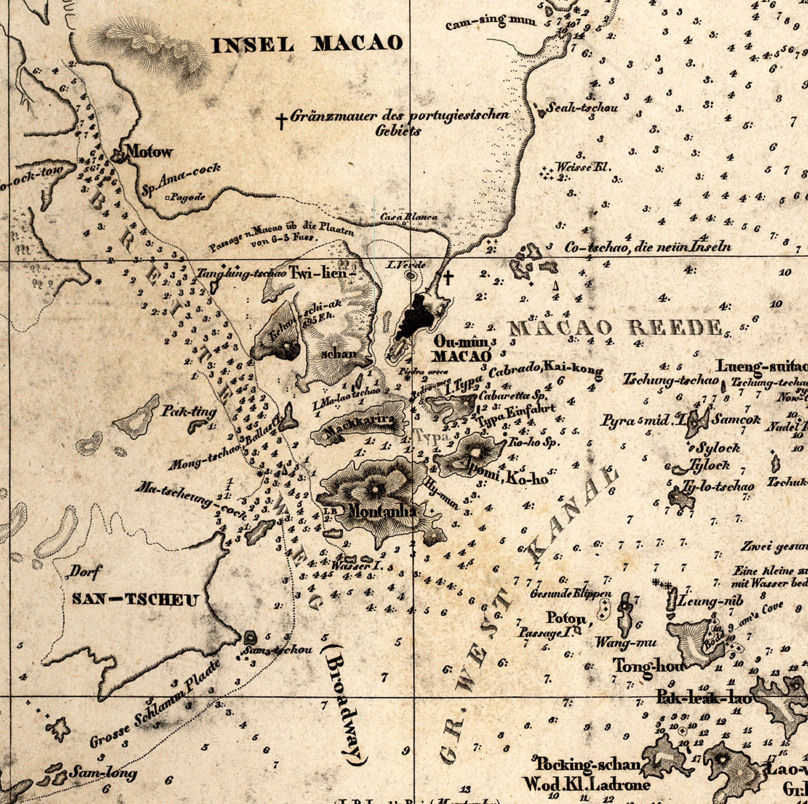 1834 Hong Kong and Macao Map, Vintage China/canton Map Reprint - 5 ...