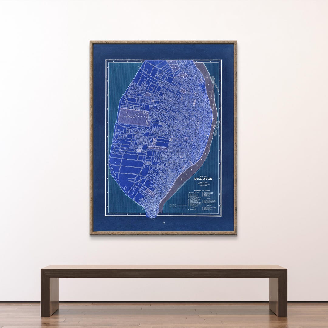 1887 St Louis Map Reprint - Vintage Saint Louis Map Reprint 4 Large/xl ...