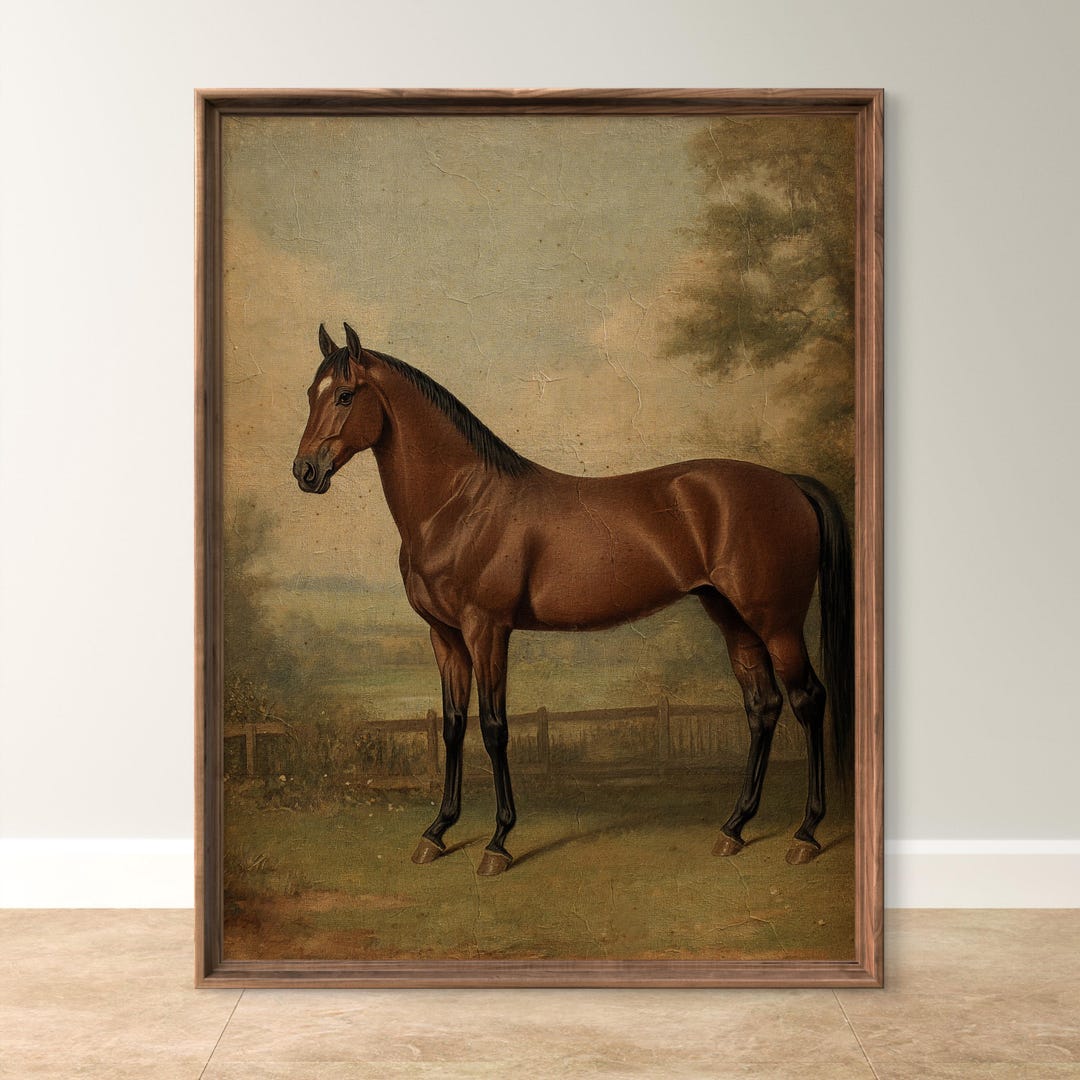Vintage Horse Portrait Print – Rustic Equestrian Farmhouse Wall Art ...
