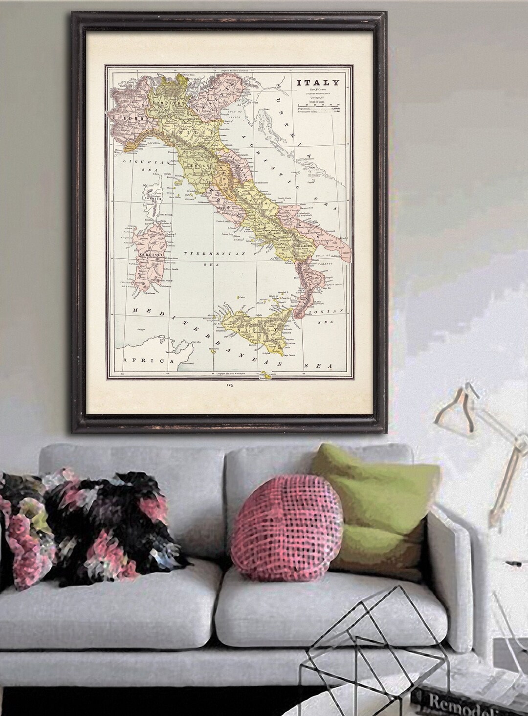 1887 Italy Map Reprint Vintage Italy Map Reprint 4 Large/xl Sizes up to