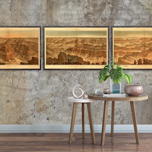 1882 Grand Canyon panorama reprint, Grand Canyon Point Sublime Triptych, 5 sizes (printed in 3 pieces) up to 135&quot;x30&quot;, Frame(s) not included