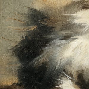 Puede incluir: Pintura al &oacute;leo abstracta con superficie texturizada. La obra presenta una mezcla de tonos oscuros y claros, con pinceladas prominentes que crean una sensaci&oacute;n de movimiento y profundidad. La paleta de colores incluye tonos de negro, blanco y beige.