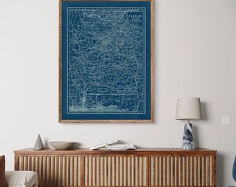 1920 Alabama map reprint, retro US map decor, 3 large sizes to 30 x 40" & 3 color choices - sold UNFRAMED only - please see entire listing