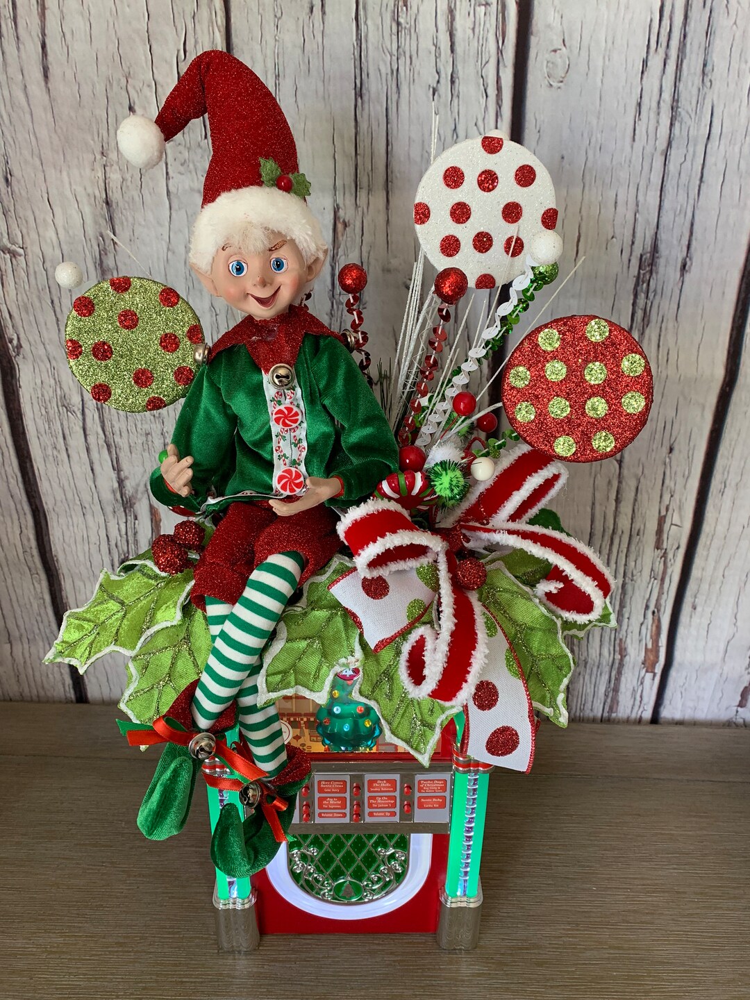 Whimsical Christmas Elf Centerpiece, Musical Jukebox Table Decor Etsy
