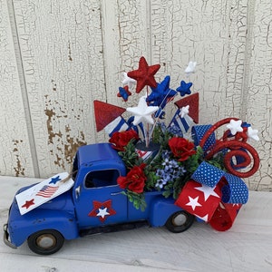 Truck Patriotic Centerpiece Patriotic Table Arrangement Patriotic Decor Patriotic table decor Patriotic Truck