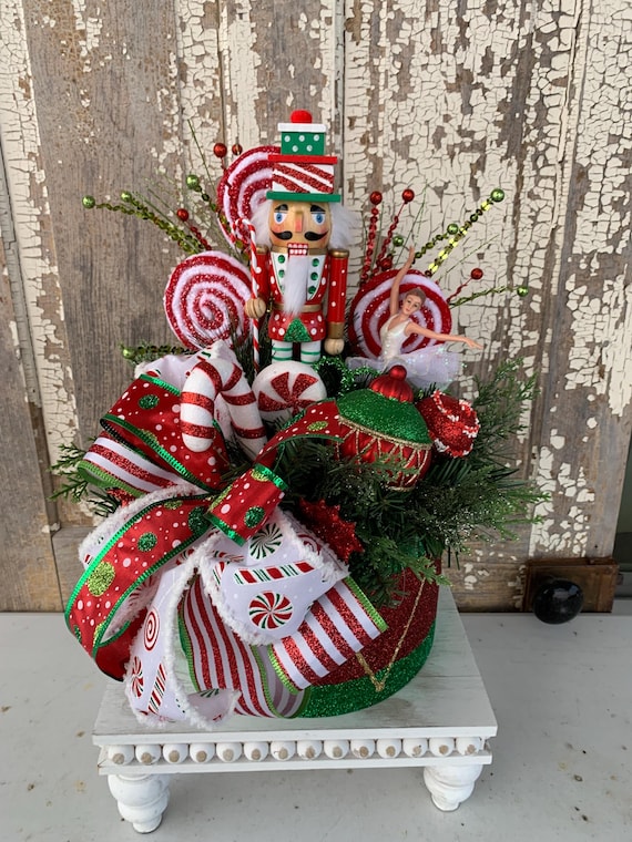 Christmas Nutcracker Centerpiece Christmas Nutcracker Table Décor Nutcracker Arrangement candy cane Christmas Arrangement Christmas Décor